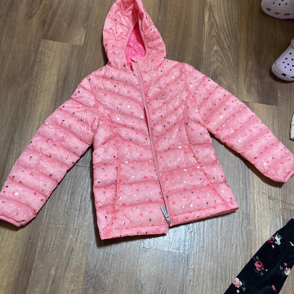 Pink Jackery with gold hearts slightly used